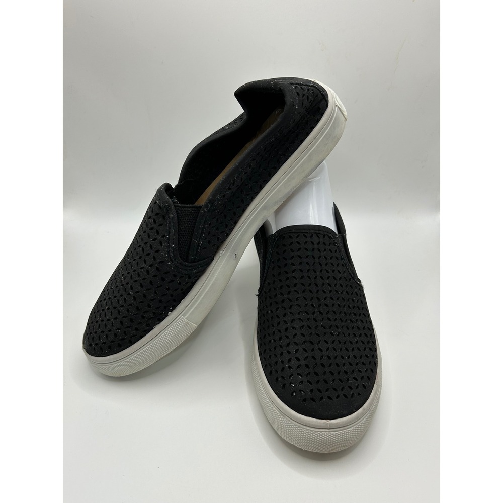 MIA Womens Black Laser‎ Cut Perforated Slip On Skater Sneakers Size 7.5